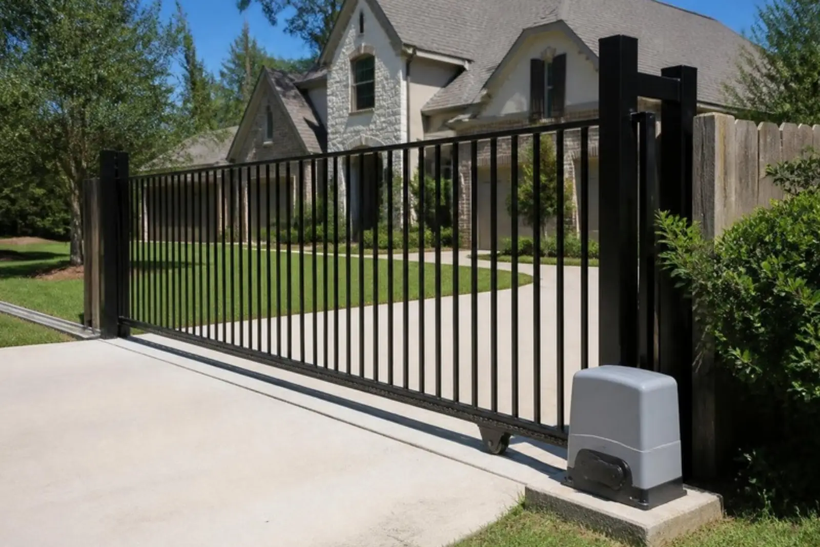 Gate operator on a concrete pad
